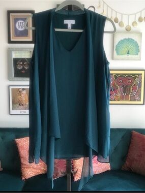 Susan Graver Teal Sleeveless Draped Camisole